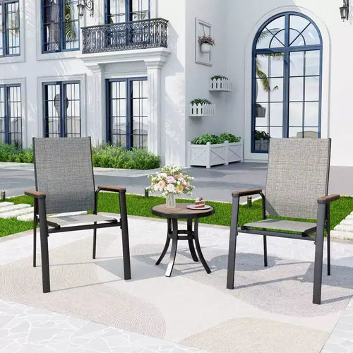 3pc Patio Dining Set with Small Round Table & Lightweight Sling Chairs - Captiva Designs: Outdoor Bistro, Balcony-Compatible
