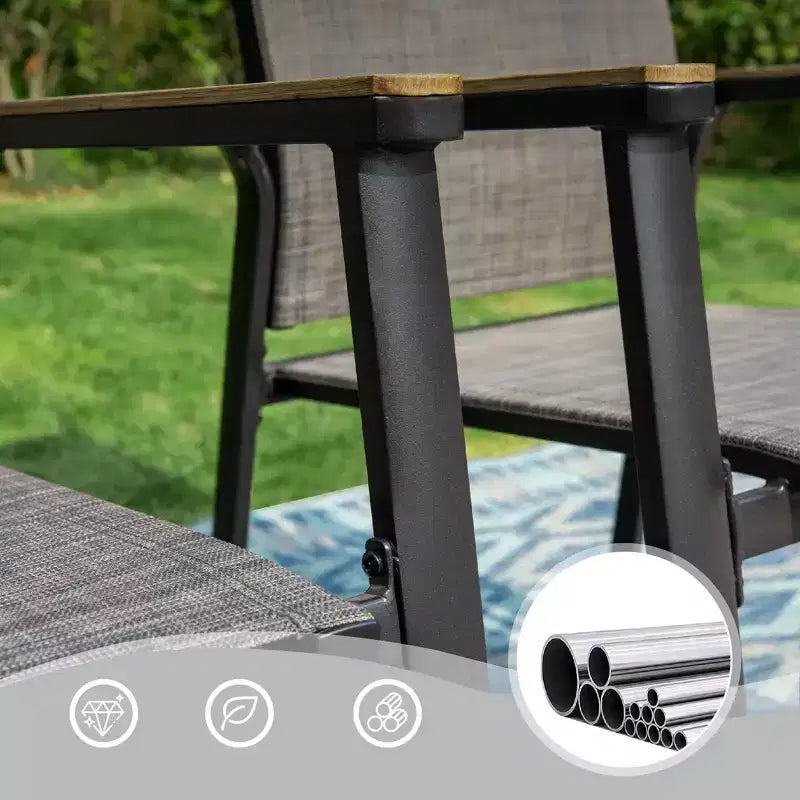 3pc Patio Dining Set with Small Round Table & Lightweight Sling Chairs - Captiva Designs: Outdoor Bistro, Balcony-Compatible