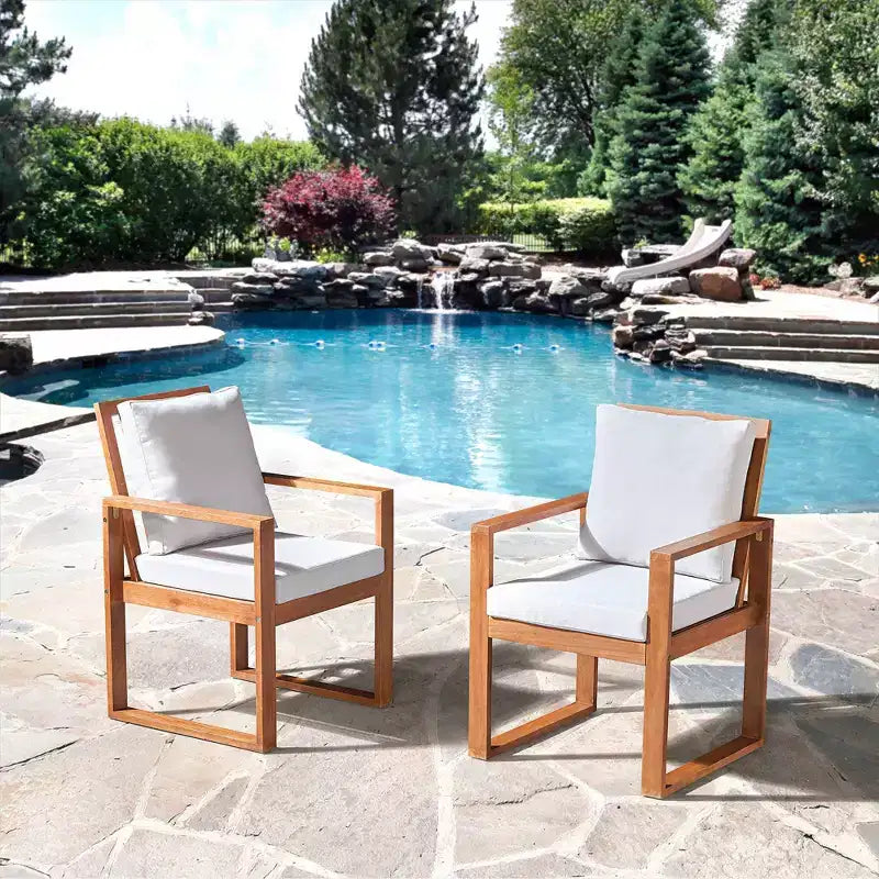 Weston 5pc Eucalyptus Wood Outdoor Dining Set - Natural - Alaterre Furniture: Weather-Resistant, 4-Seater