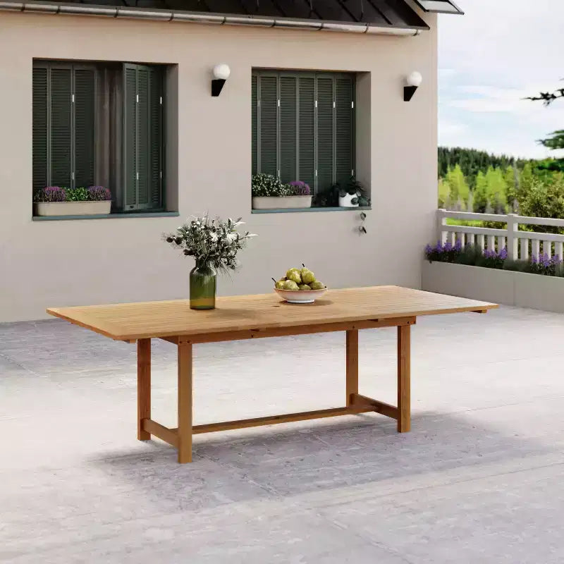 Amazonia Lapa 7pc Aluminum and Teak Finish Wood 100% Rectangular Extendable Patio Dining Set Black