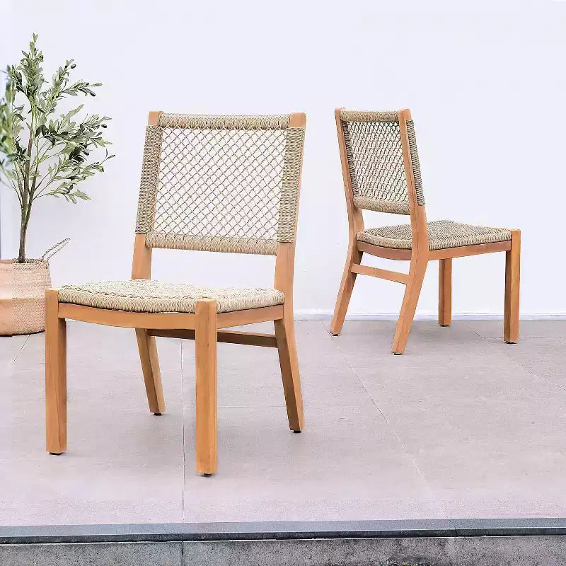 Sonoma Lane Azle 6pc Teak Outdoor Patio Dining Set with Honey Twist Wicker - Weather-Resistant