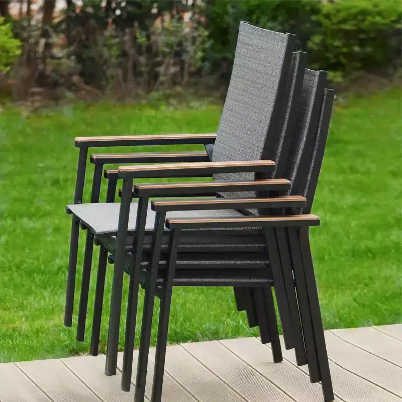 7pc Patio Set with Expandable Table & Lightweight Aluminum Frame Stackable Sling Chairs - Captiva Designs: Outdoor Furniture Set for 6