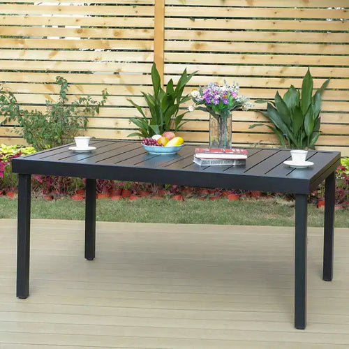 7pc Outdoor Dining Set with Swivel Chairs & Cushions & Expandable Table - Captiva Designs: Weather-Resistant, Steel Frame