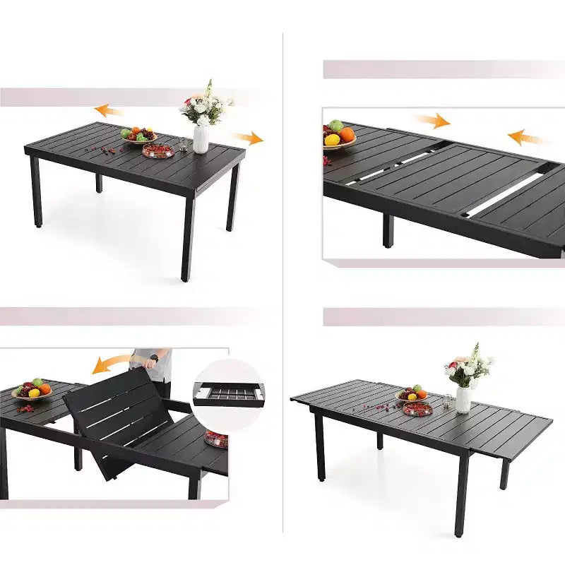 7pc Outdoor Dining Set with Swivel Chairs & Cushions & Expandable Table - Captiva Designs: Weather-Resistant, Steel Frame