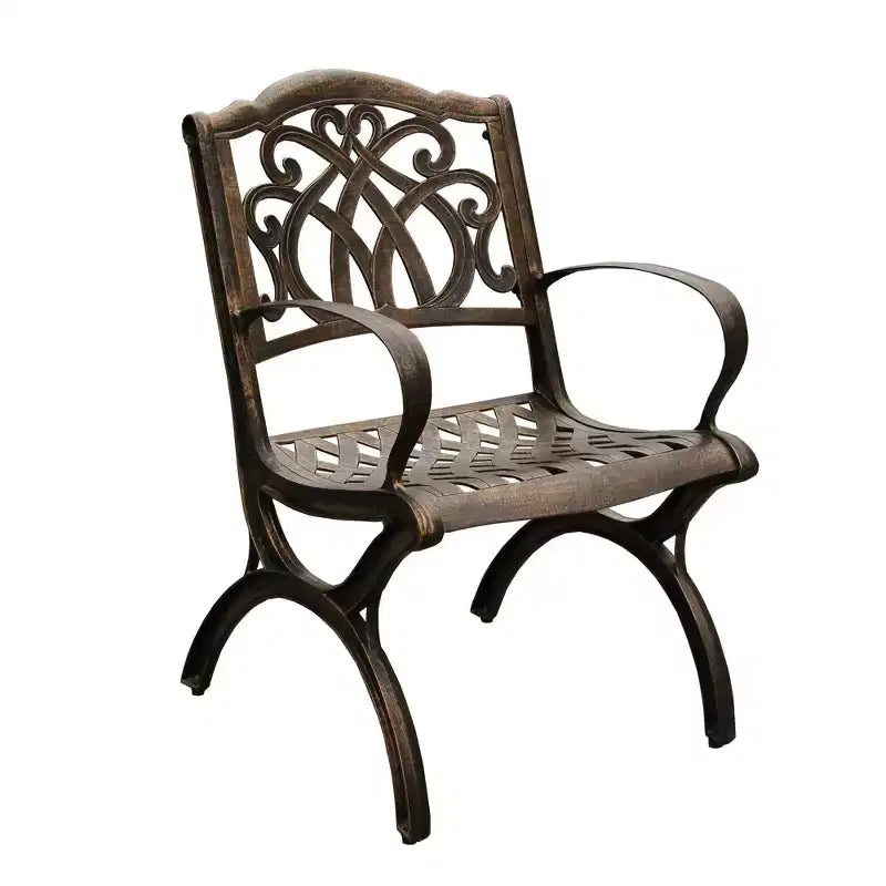 7pc Patio Dining Set with 59" Modern Ornate Outdoor Mesh Aluminum Round Patio Dining Set with Lazy Susan - Bronze - Oakland Living