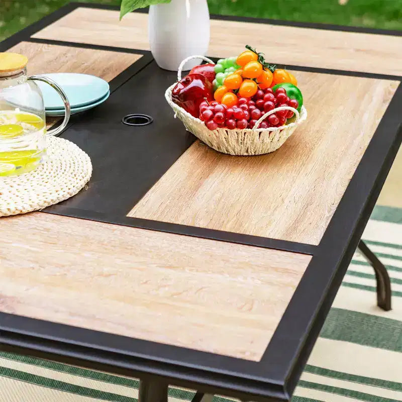 7pc Outdoor Dining Set: Weather-Resistant Steel Frame & Faux Wood - Captiva Designs