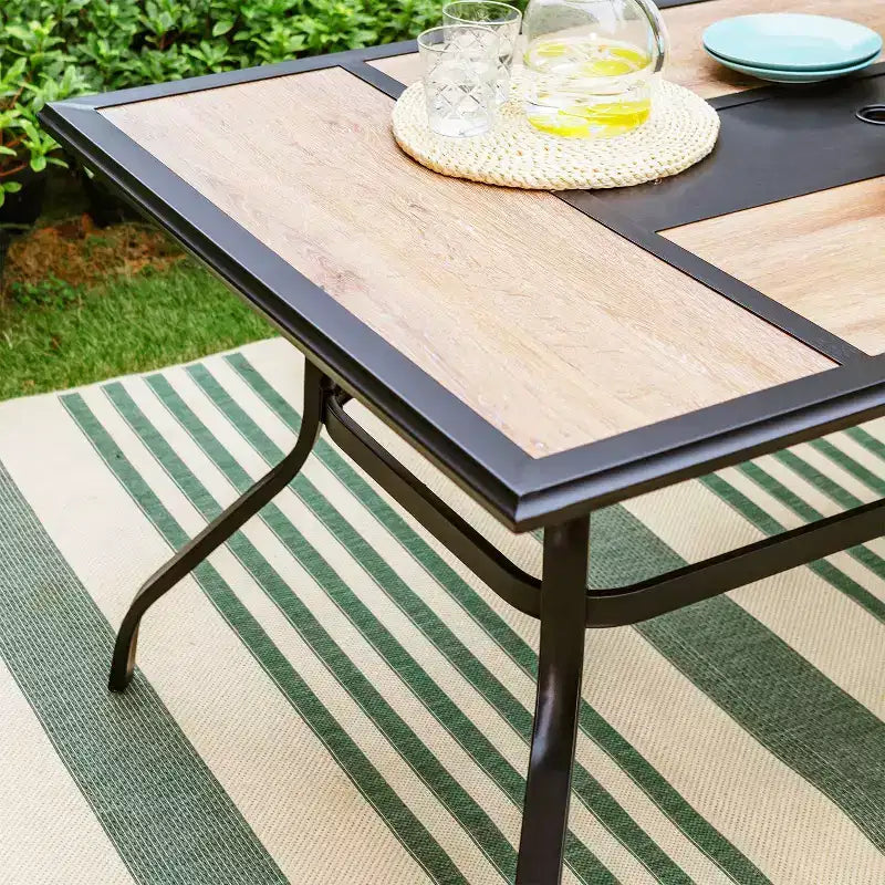 7pc Outdoor Dining Set: Weather-Resistant Steel Frame & Faux Wood - Captiva Designs