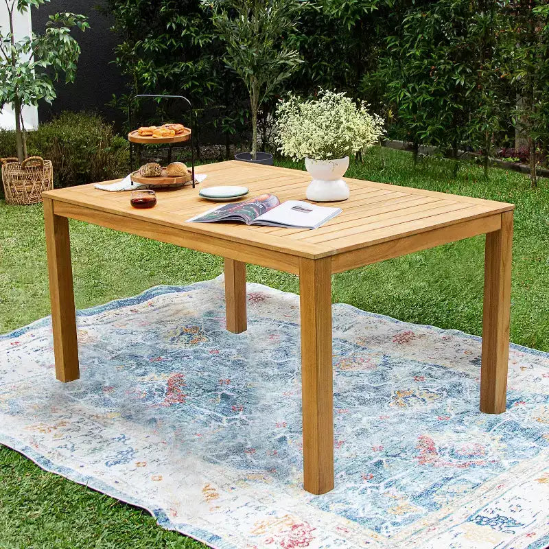 Sonoma Lane 4pc Eola Teak Wood Outdoor Patio Dining Set with Honey Wicker Brown - Weather-Resistant