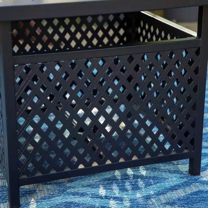 3pc Patio Dining Set with Small Square Table with Umbrella Hole - Captiva Designs: Weather-Resistant, Quick-Dry Comfort
