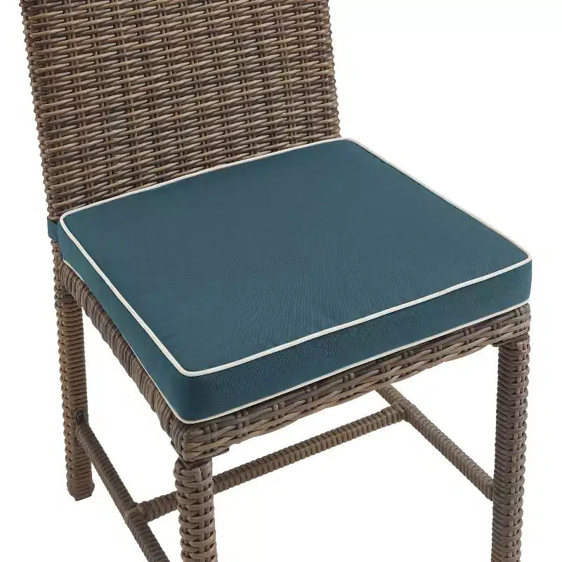 7pc Bradenton Outdoor Steel Dining Set Navy/Weathered Brown - Crosley: With Removable Cushion Covers, UV-Resistant