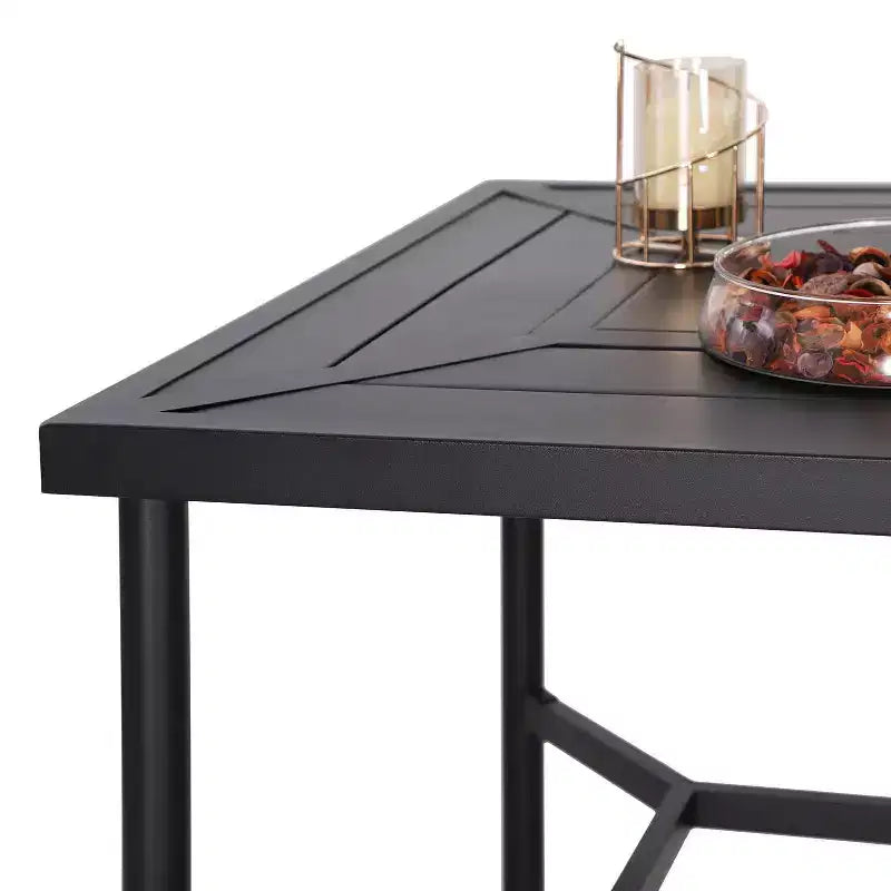 3pc Outdoor Set with Swivel Stools & Metal Table: Captiva Designs, Weather-Resistant, UV-Resistant