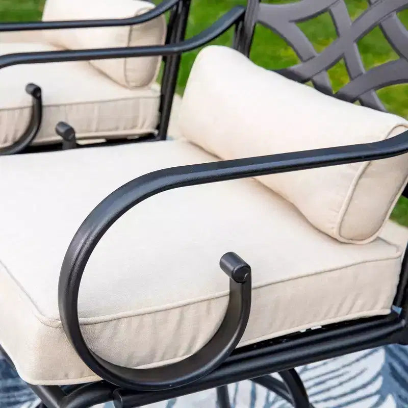 3pc Outdoor Set with Swivel Stools & Metal Table: Captiva Designs, Weather-Resistant, UV-Resistant