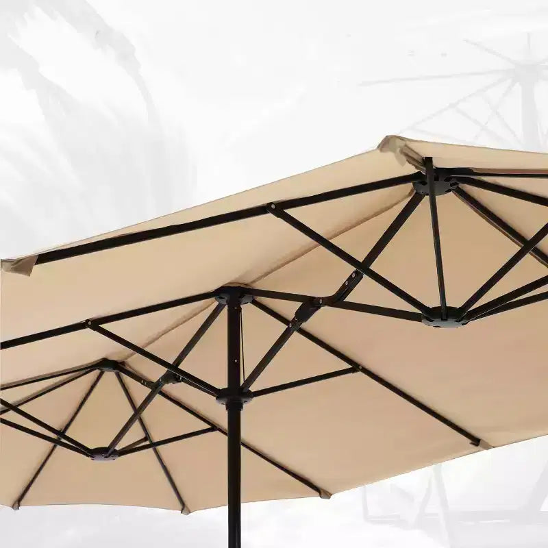 Ensemble de salle à manger d'extérieur 8 pièces avec table à plateau à lattes en métal et chaises en fer forgé - Noir/Beige - Captiva Designs