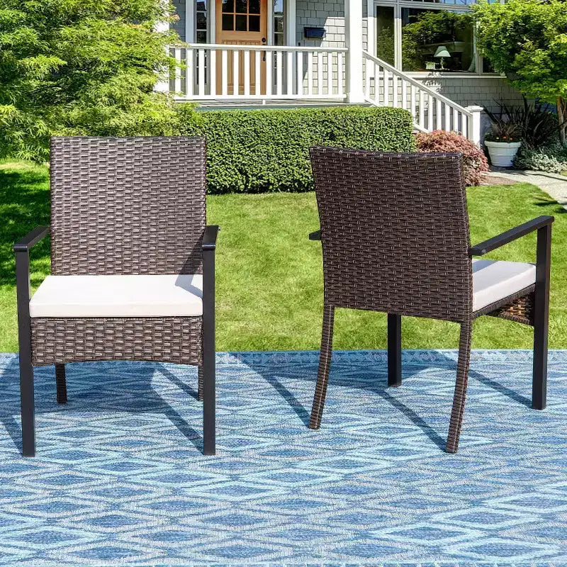 9pc Outdoor Dining Set with Extendable Table & Rattan Wicker Chairs - Beige - Captiva Designs: Powder-Coated Steel Frame, Weather-Resistant