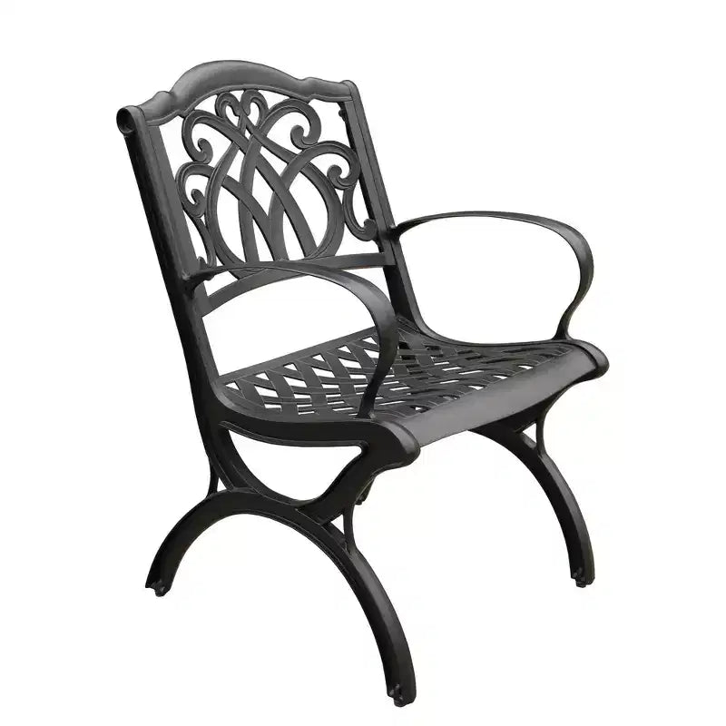 Ensemble de salle à manger de patio 5 pièces avec table ronde en aluminium maillé ornée de 48 po et chaises de luxe - Noir - Oakland Living : Résistant aux UV, non pliable