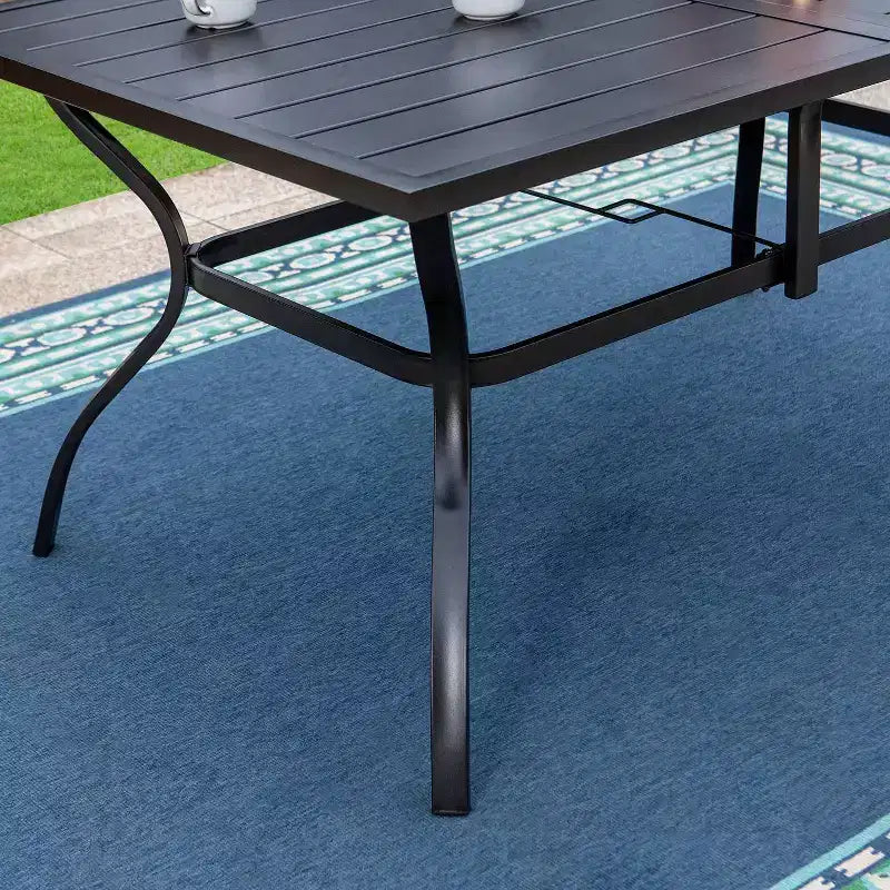 7pc Patio Set with Steel Table & Aluminum Sling Chairs: Weather-Resistant, Stackable - Captiva Designs