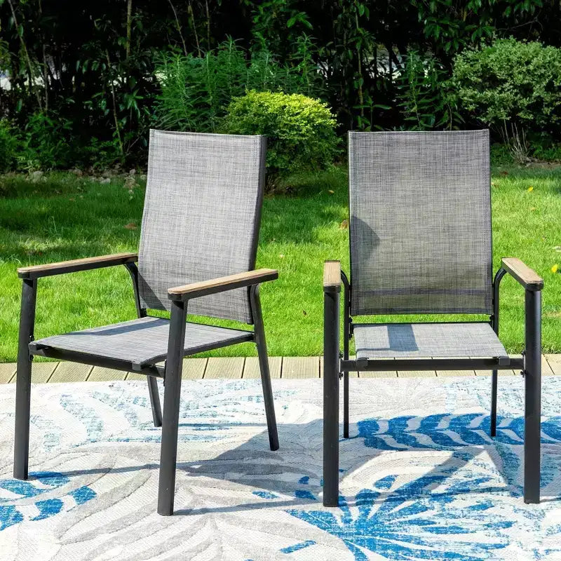 7pc Patio Set with Steel Table & Aluminum Sling Chairs: Weather-Resistant, Stackable - Captiva Designs