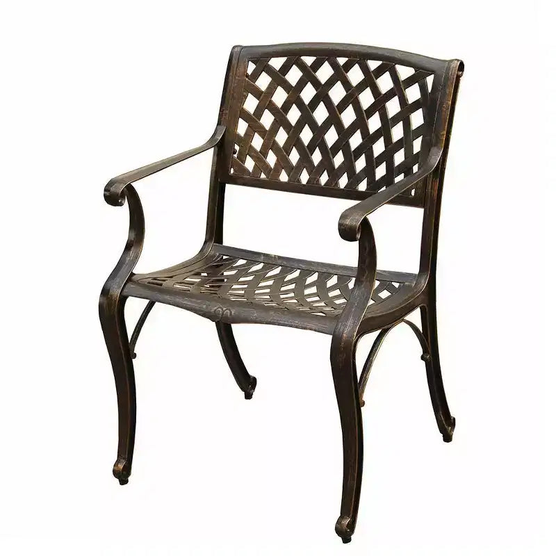 11pc Patio Dining Set with 95" Contemporary Modern Mesh Lattice Aluminum Oval Table with Ten Chairs - Bronze - Oakland Living: UV-Resistant