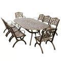 9pc Patio Dining Set with 95" Modern Mesh Lattice Aluminum Oval Table & Arm Chairs - Bronze - Oakland Living: UV-Resistant, Weatherproof
