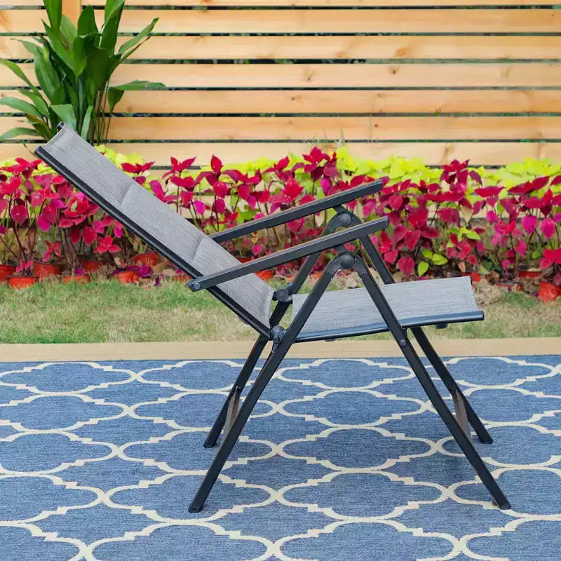 7pc Outdoor Dining Set with 7 Position Folding Chairs with Expandable Metal Table - Captiva Designs: Weather-Resistant Patio Furniture