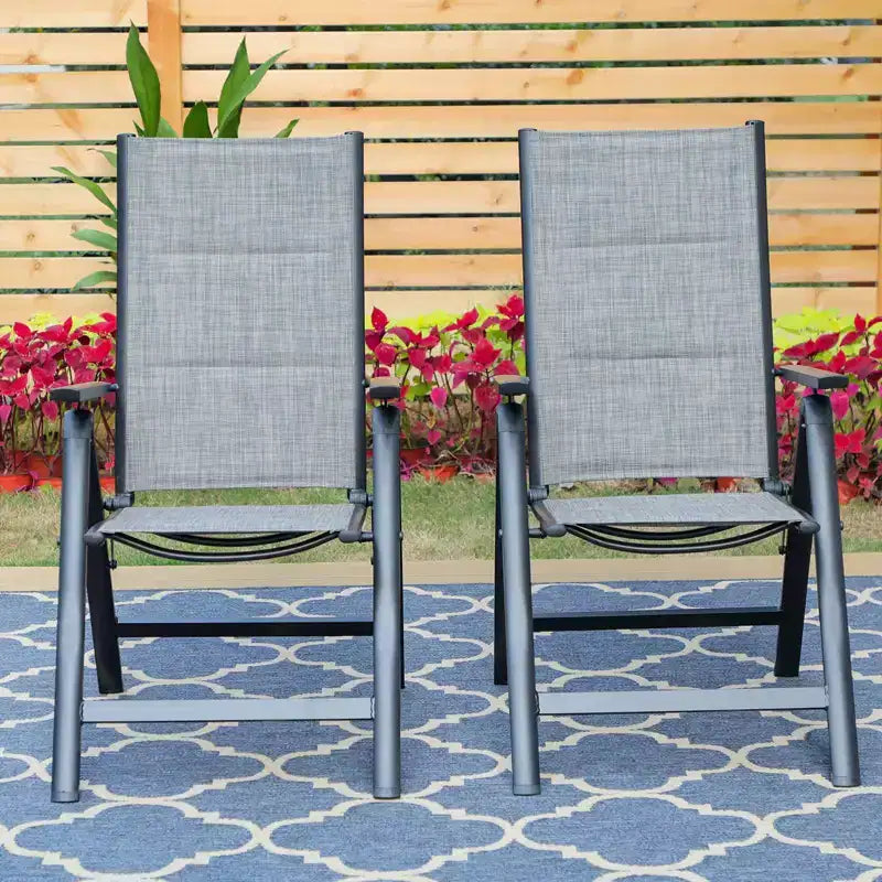 7pc Outdoor Dining Set with 7 Position Folding Chairs with Expandable Metal Table - Captiva Designs: Weather-Resistant Patio Furniture