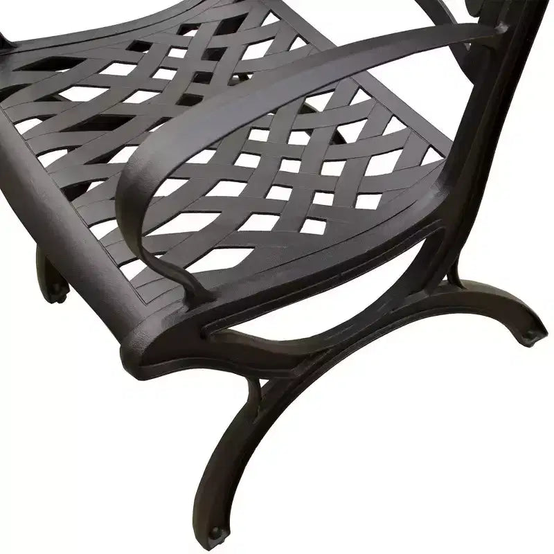 7pc Outdoor Dining Set with 67" Modern Ornate Mesh Aluminum Rectangular Table & Luxury Chairs - Black - Oakland Living