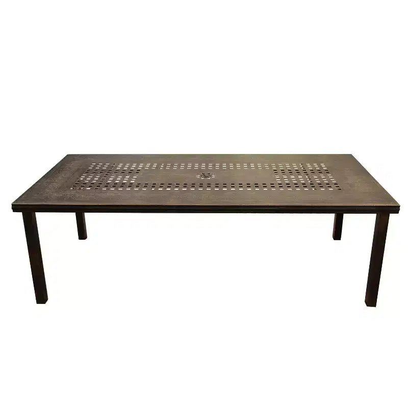 95" Rectangular Modern Outdoor Mesh Lattice Aluminum Patio Dining Set with 8 Arm Chairs - Black - Oakland Living