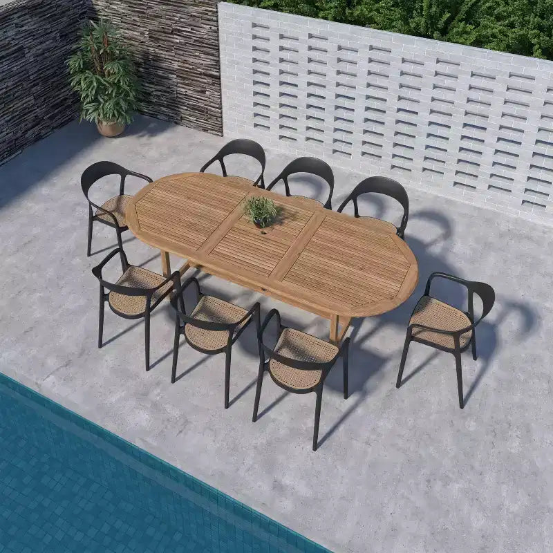Amazonia Rio 9pc Oval Oval Outdoor Patio Dining Set Black