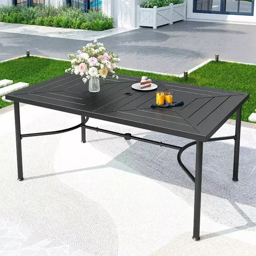 7pc Outdoor Dining Set: Steel Table, Wicker Chairs, Cushions - Captiva Designs