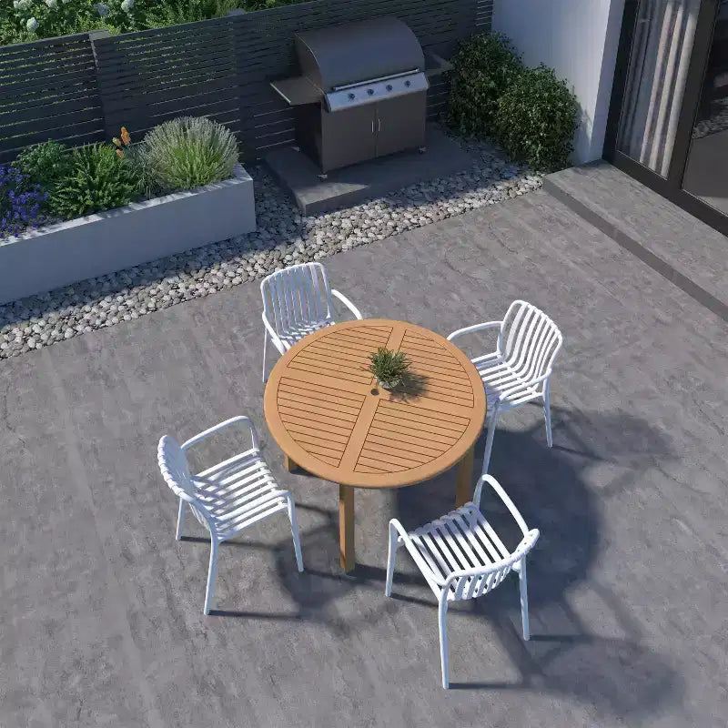 Amazonia Beijo 5pc Round Oval Outdoor Patio Dining Set White