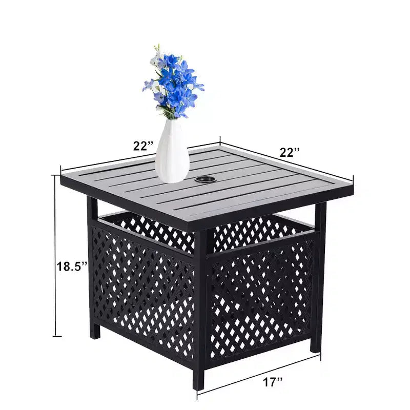 3pc Patio Dining Set with Small Square Table with Umbrella Hole & Lightweight Sling Chairs - Captiva Designs: Outdoor Furniture for Balcony