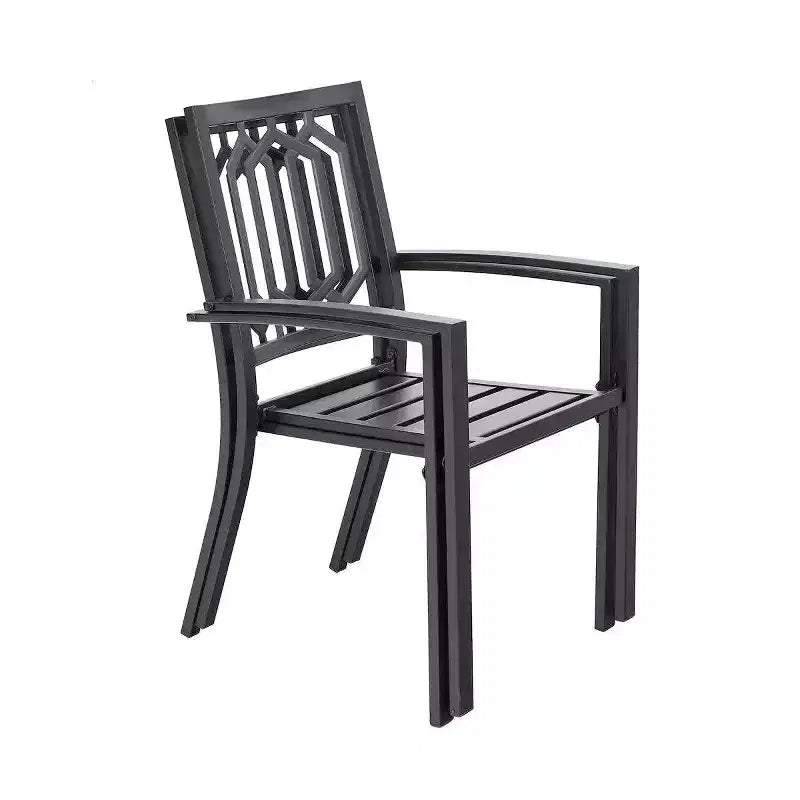 5pc Patio Dining Set with Round Table & Sling Seat Steel Frame Chairs - Captiva Designs: Outdoor Furniture for Four