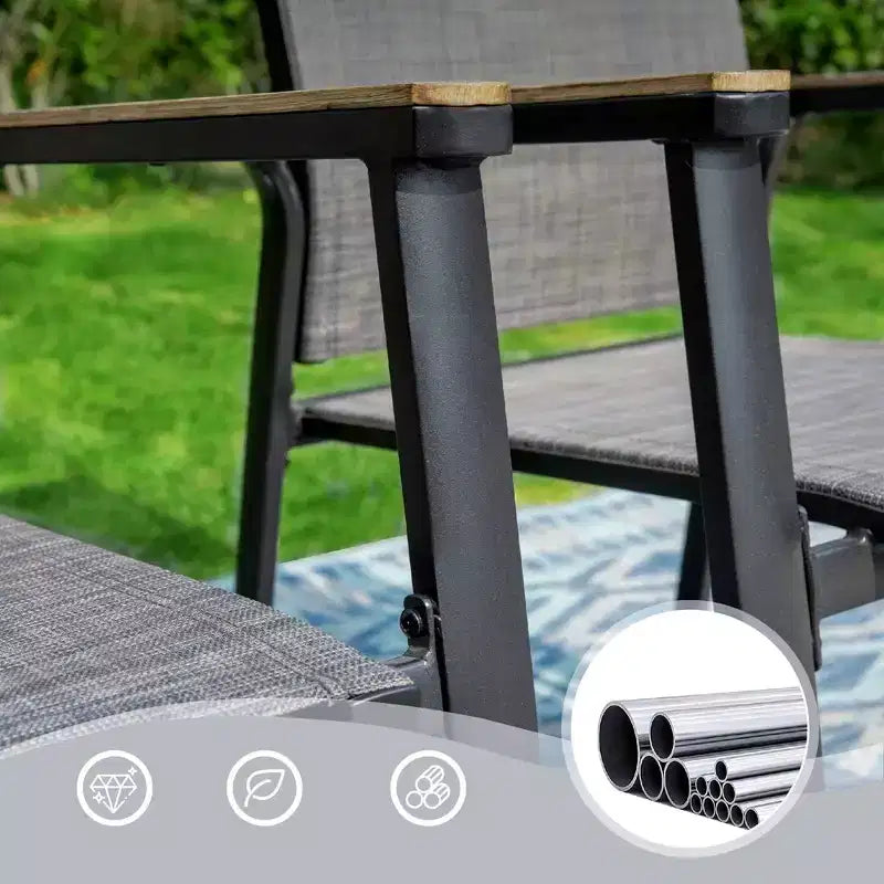 7pc Patio Dining Set with Rectangle Table with 1.57" Umbrella Hole & Aluminum Arm Chairs - Captiva Designs