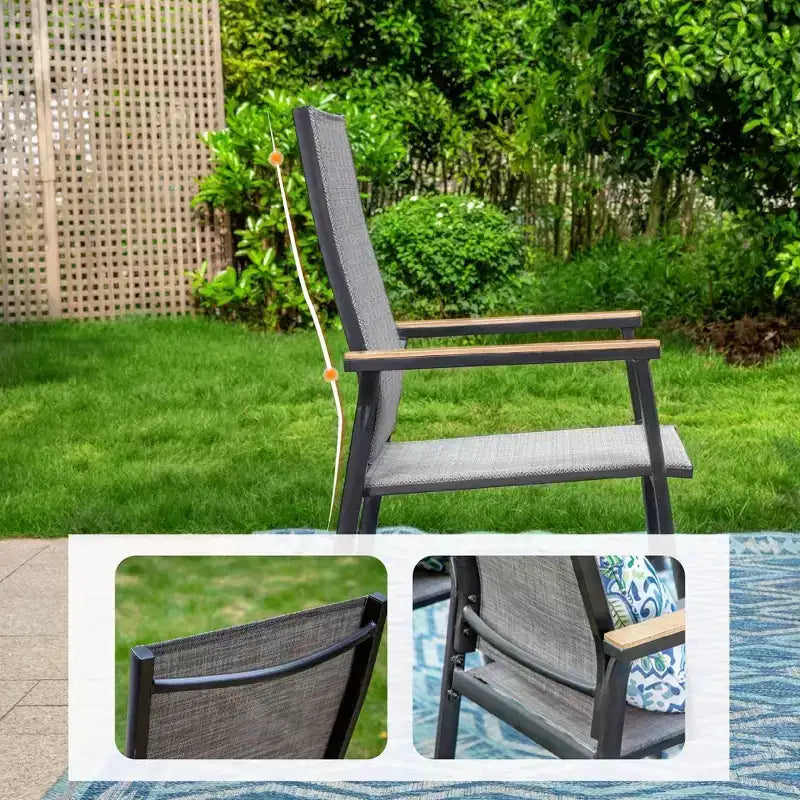 9pc Patio Set with Steel Expandable Table & Stackable Sling Chairs - Captiva Designs: Outdoor Dining, Weather-Resistant