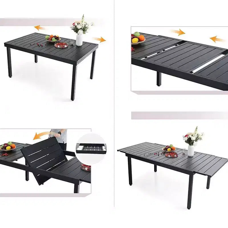 9pc Patio Set with Steel Expandable Table & Stackable Sling Chairs - Captiva Designs: Outdoor Dining, Weather-Resistant