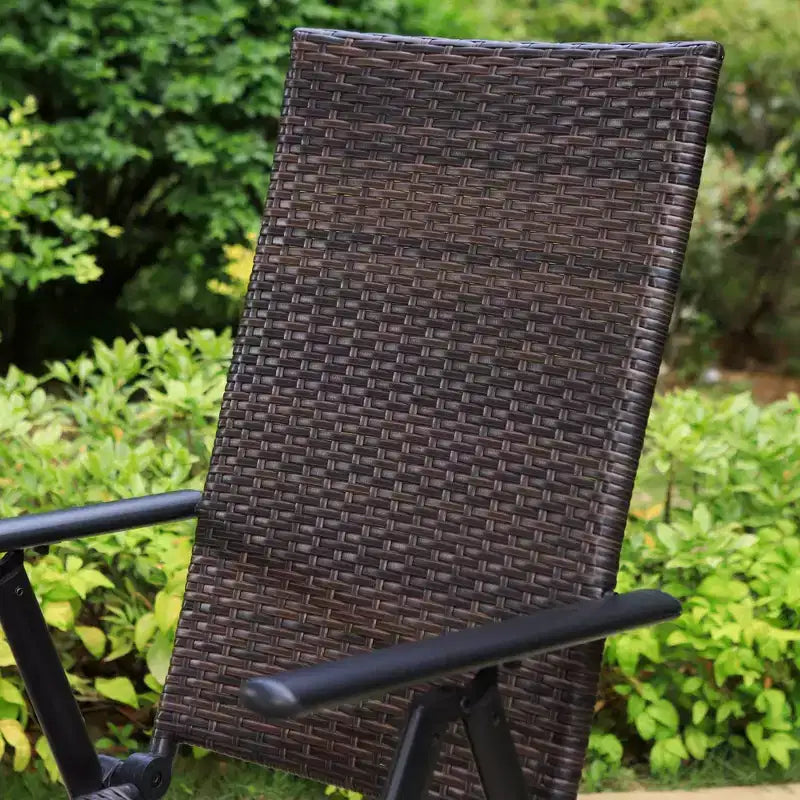 7pc Outdoor Dining Set with Adjustable Wicker Chairs & Steel Table - Captiva Designs: Includes Umbrella Hole