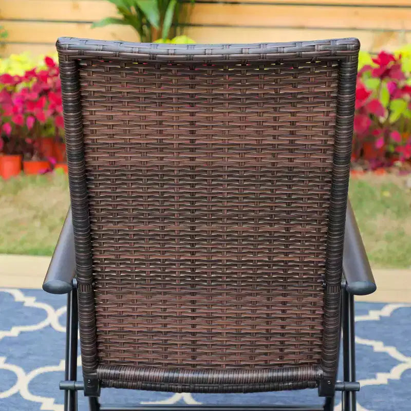 7pc Outdoor Dining Set with Adjustable Wicker Chairs & Steel Table - Captiva Designs: Includes Umbrella Hole