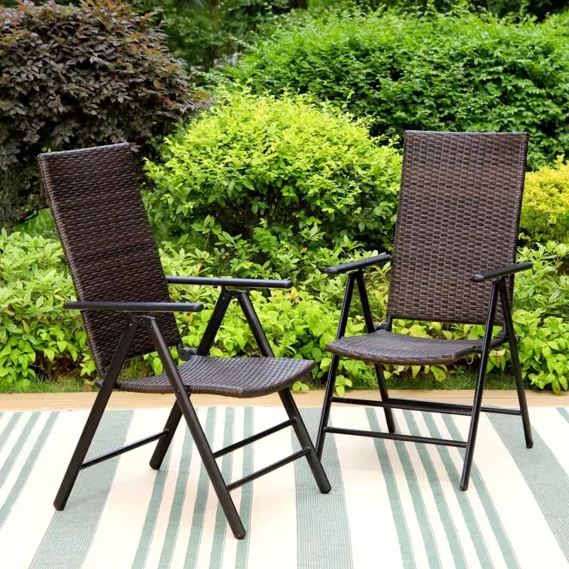 7pc Outdoor Dining Set with Adjustable Wicker Chairs & Steel Table - Captiva Designs: Includes Umbrella Hole