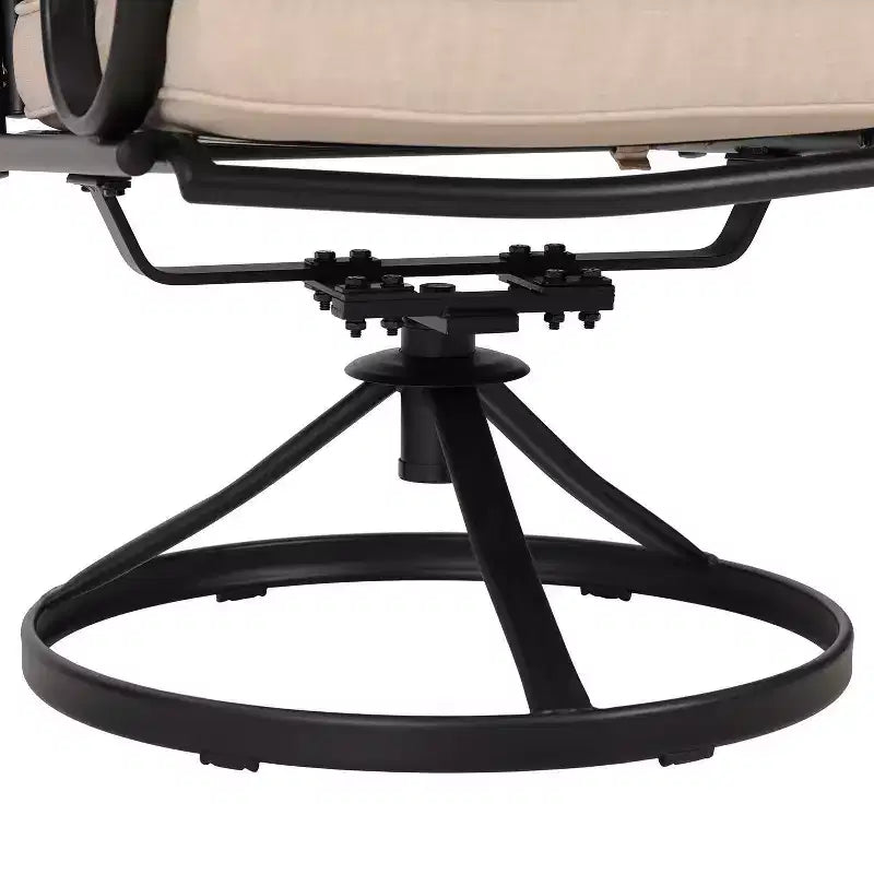 5pc Outdoor Dining Set with Swivel Chairs with Seat & Back Cushions & Square Metal Table with Umbrella Hole - Captiva Designs