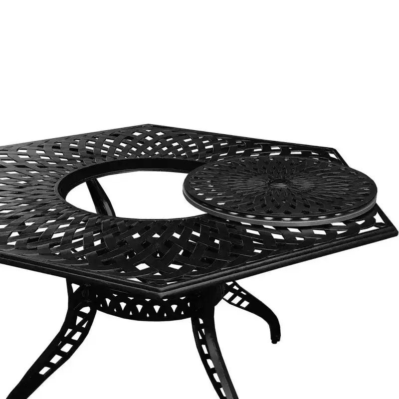 7pc Patio Dining Set: UV-Resistant Aluminum Table & Checker Chairs - Oakland Living