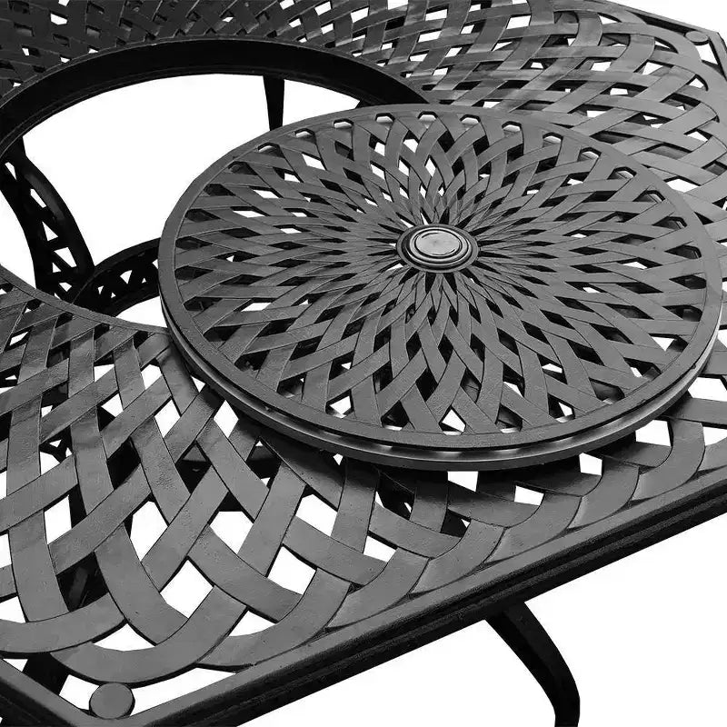 7pc Patio Dining Set: UV-Resistant Aluminum Table & Checker Chairs - Oakland Living