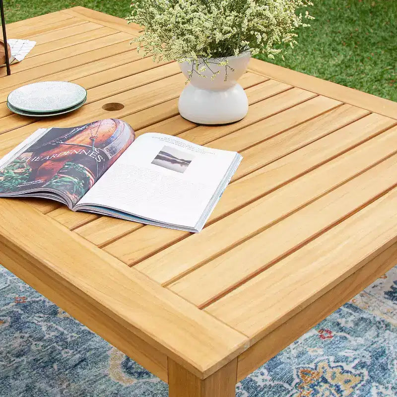 Sonoma Lane Azle 3pc Teak Outdoor Patio Picnic Dining Set with Honey Twist Wicker - Weather-Resistant
