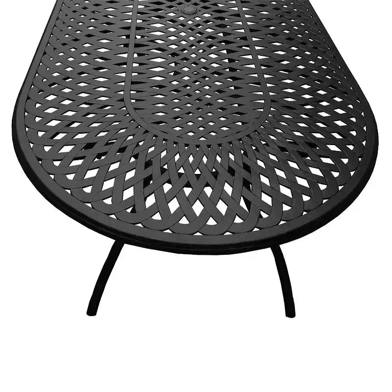 Ensemble de salle à manger d'extérieur 9 pièces avec table ovale moderne en treillis d'aluminium de 95 pouces et fauteuils Checker - Oakland Living