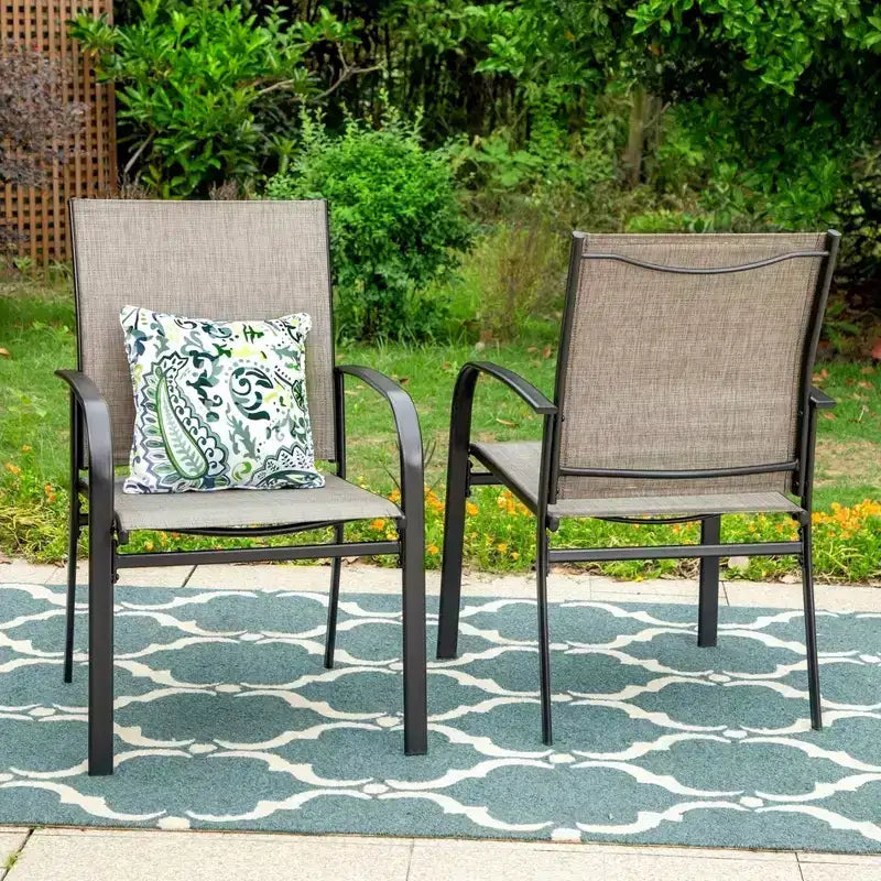 5pc Patio Dining Set with Round Table & Sling Arm Chairs - Captiva Designs: Weather-Resistant, Steel Frame