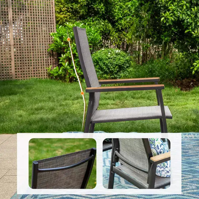 3pc Patio Dining Set with Small Round Steel Table & Sling Chairs - Captiva Designs: Outdoor Furniture for Balcony or Deck