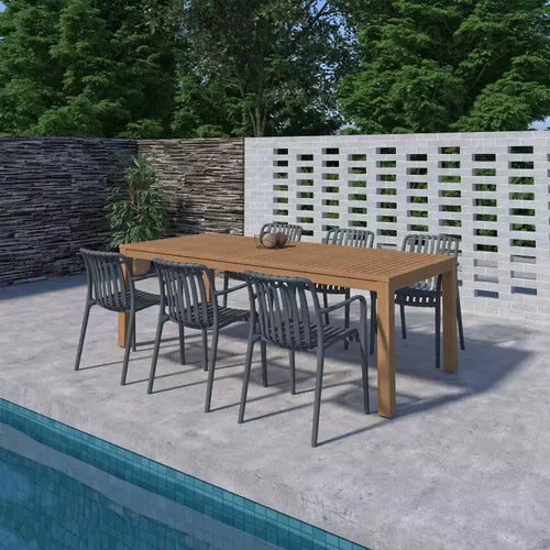 Amazonia Beijo 7pc Rectangular Outdoor Patio Dining Set Gray