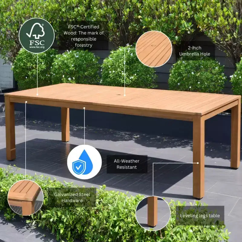 Amazonia Beijo 7pc Rectangular Outdoor Patio Dining Set Gray