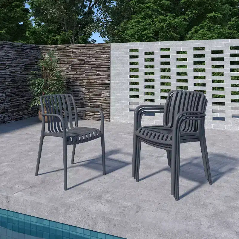 Amazonia Beijo 7pc Rectangular Outdoor Patio Dining Set Gray