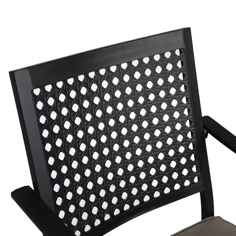 5pc Outdoor Dining Set with Swivel Chairs with Cushions & Round Metal Table with Umbrella Hole - Black - Captiva Designs