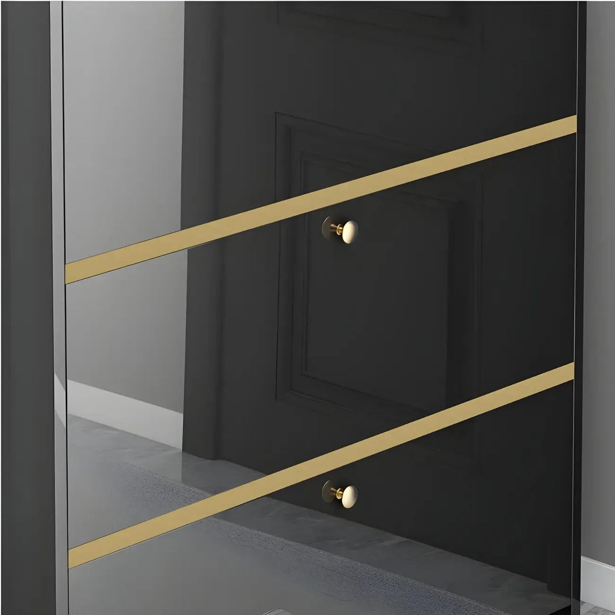 Entryway Glam Black Shoe Storage with Adjustable Shelves